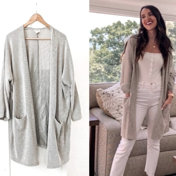 Anthropologie DONNI Longline pinstripes Grandmacore open front cardigan OS women - Picture 1 of 11